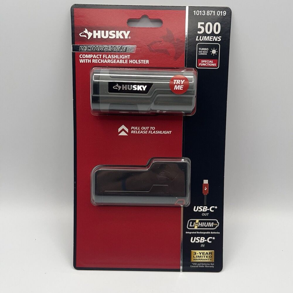 Husky 500 Lumens Rechargeable Flashlight